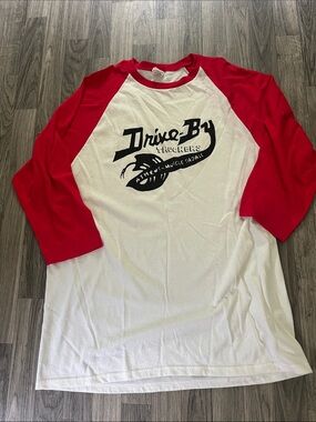 Drive By Truckers Raglan Baseball Tee - White & Red